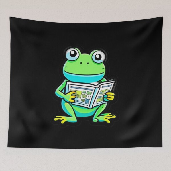 Item preview, Kawaii Frog with Newspaper Sticker designed and sold by CMYKStudio.