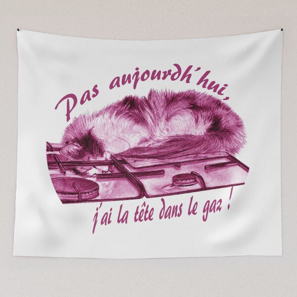 Item preview, Tricolor cat, head in the gas - pink colorized version, text in French designed and sold by SylvieG18.