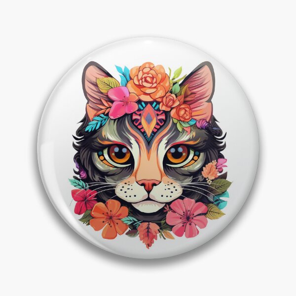 Item preview, Cute Flowery Cat in Boho Style designed and sold by Lamarcy.