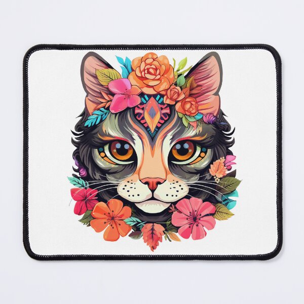 Item preview, Cute Flowery Cat in Boho Style designed and sold by Lamarcy.