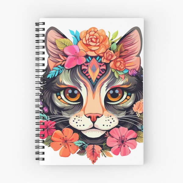 Item preview, Cute Flowery Cat in Boho Style designed and sold by Lamarcy.