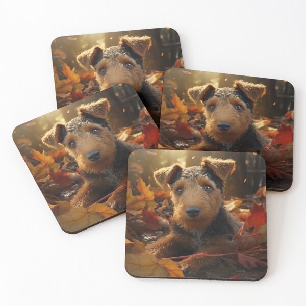 Item preview, Welsh Terrier Puppy In Autumn designed and sold by ZenEverAI.