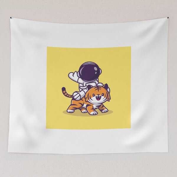 Item preview, Cosmic Companionship: Astronaut with a Cute Tiger in Cartoon Vector Icon designed and sold by hjian8219.