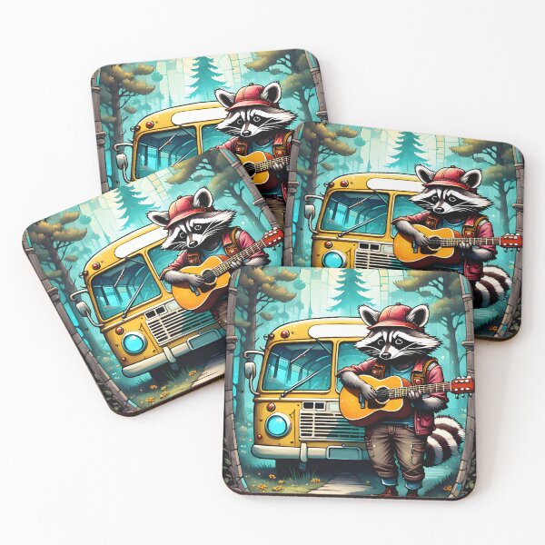 Item preview, Racoon playing guitar designed and sold by IceCreamSmile.