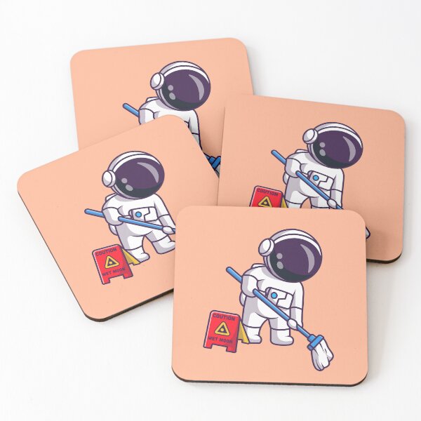 Item preview, Cosmic Clean-Up: Cute Astronaut Mopping the Floor in Cartoon Vector Icon designed and sold by hjian8219.