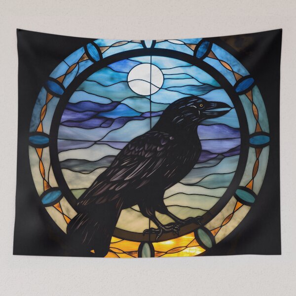 Item preview, HALLOWEEN  Raven in Stained Glass designed and sold by RedHandedOD.