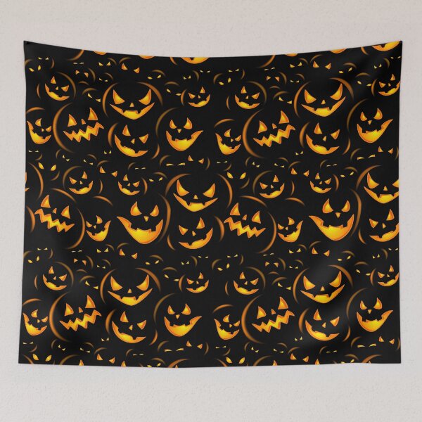 Item preview, Halloween Pumpkin Face Carving Seamless Pattern Art designed and sold by solrevolver.