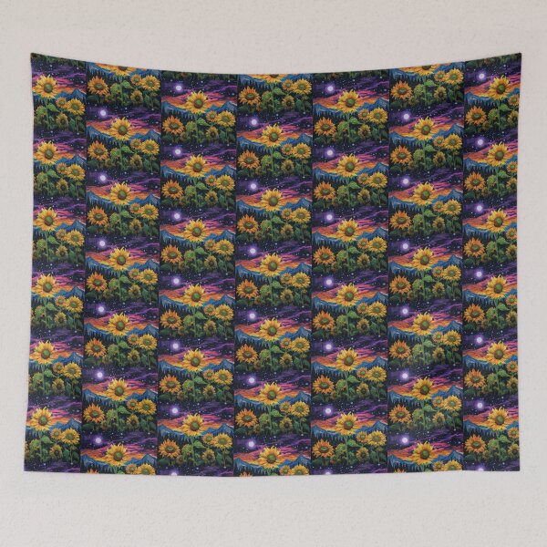 Item preview, Quilt Look Sunflower Starry Night Sky designed and sold by Milqueya (Kayla) Vargas.