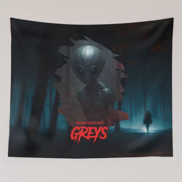 Item preview, Grey Alien - Stay away from the forest - Halloween designed and sold by AiPunch.