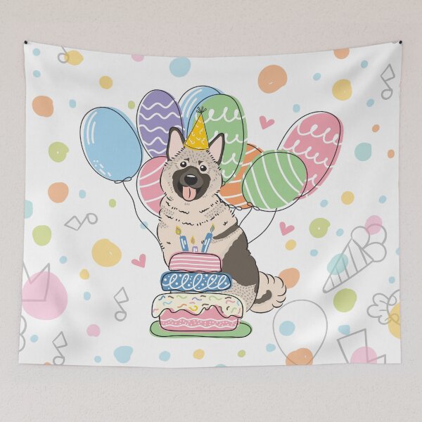 Item preview, Norwegian Elkhound Dog Birthday Party 1 designed and sold by Lulupainting.