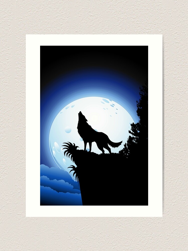 Download Wolf Howling Realistic Moon Drawing Easy PNG