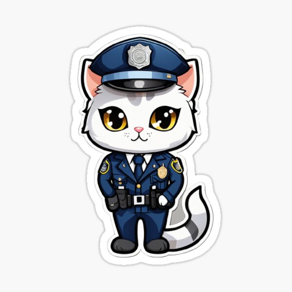 Cat Police Officer Sticker for Sale by ElleeKat