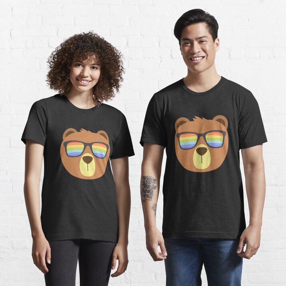 Gay Bear Wearing Bear Pride Lgbtq Flag Sunglasses T Shirt For Sale