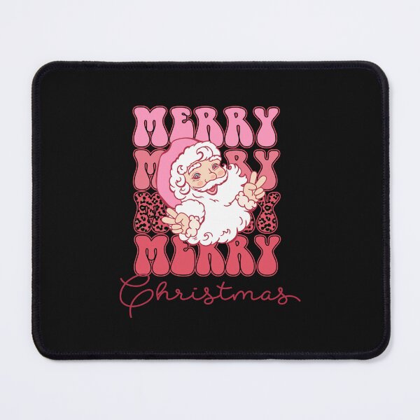 Item preview, Retro Pink Merry Merry Merry Christmas Santa designed and sold by ArtMeetsPizza.