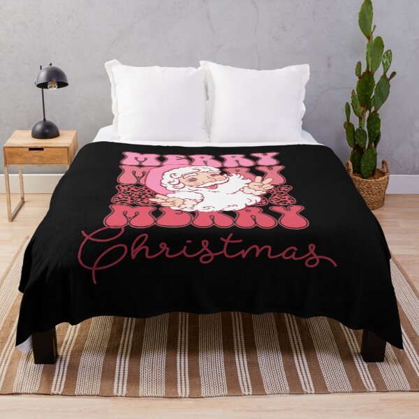 Item preview, Retro Pink Merry Merry Merry Christmas Santa designed and sold by ArtMeetsPizza.