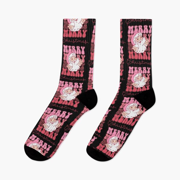 Item preview, Retro Pink Merry Merry Merry Christmas Santa designed and sold by ArtMeetsPizza.