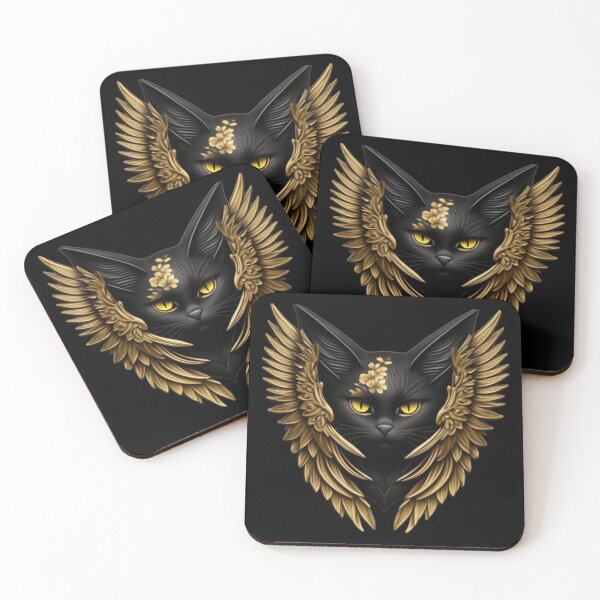 Item preview, Black cat floral with wings  designed and sold by Roxburylane.