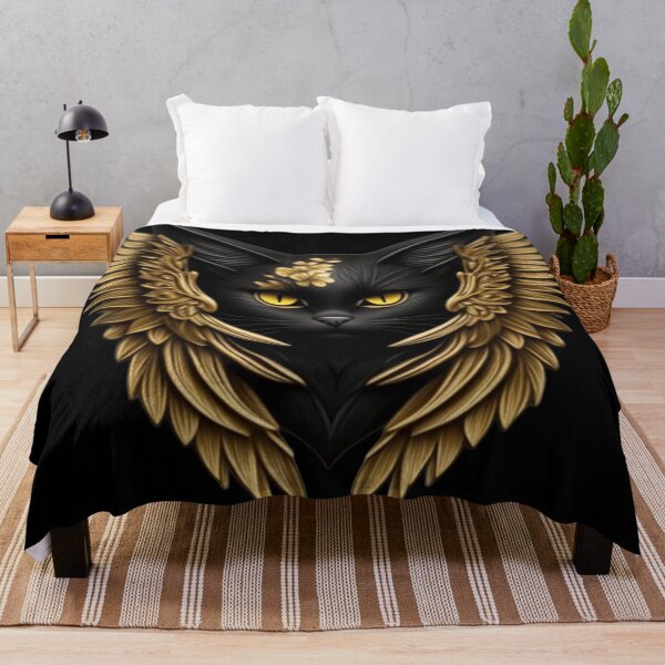 Item preview, Black cat floral with wings designed and sold by Roxburylane.