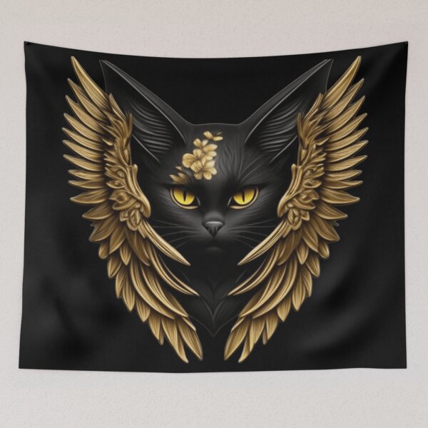 Item preview, Black cat floral with wings  designed and sold by Roxburylane.