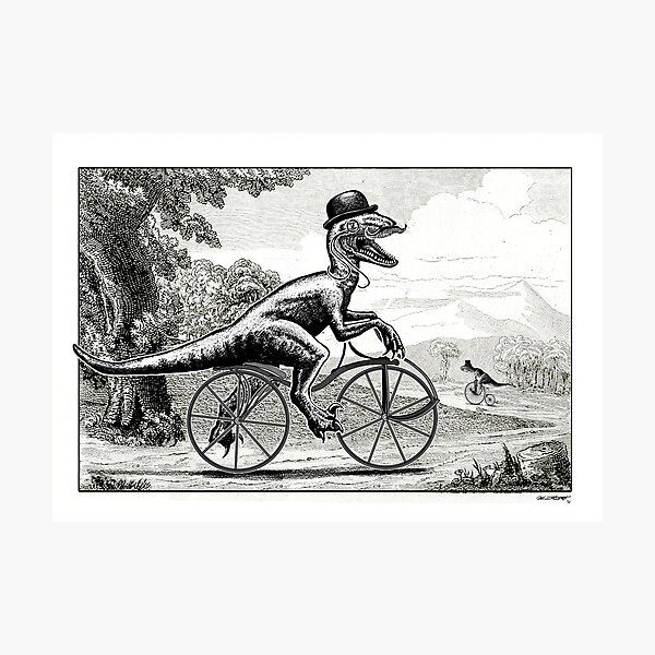 Artikel-Vorschau von Velociraptor auf einem Velociped, designt und verkauft von Smaggers.