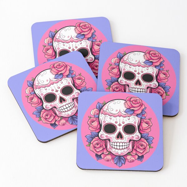 Item preview, Beautiful Pink Sugar Skulls with Pink Roses designed and sold by StinkyPickles.