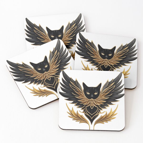 Item preview, Gold and black cat with wings crest designed and sold by Roxburylane.