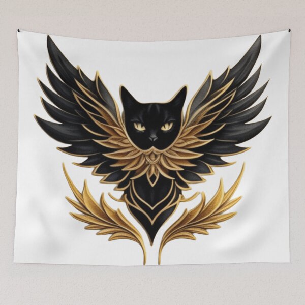 Item preview, Gold and black cat with wings crest designed and sold by Roxburylane.