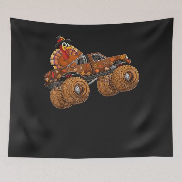 Item preview, Funny Thanksgiving turkey day riding monster truck kids boy designed and sold by William Parker.