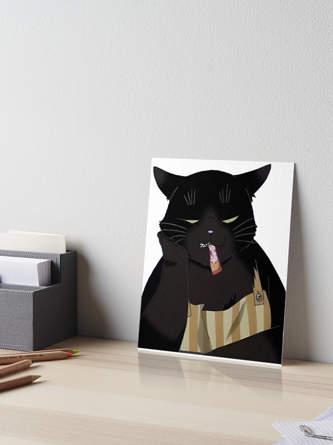 Minimalist dark cat stamp Art Board Print for Sale by