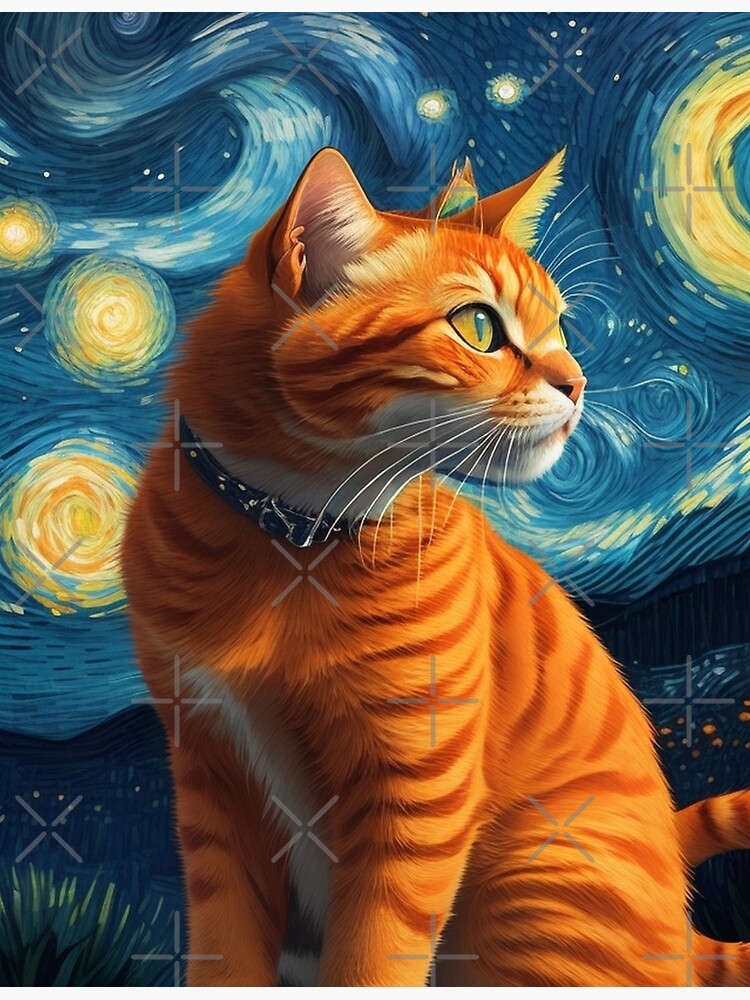 Van gogh Starry Night Cat  Sticker for Sale by Vangoholic