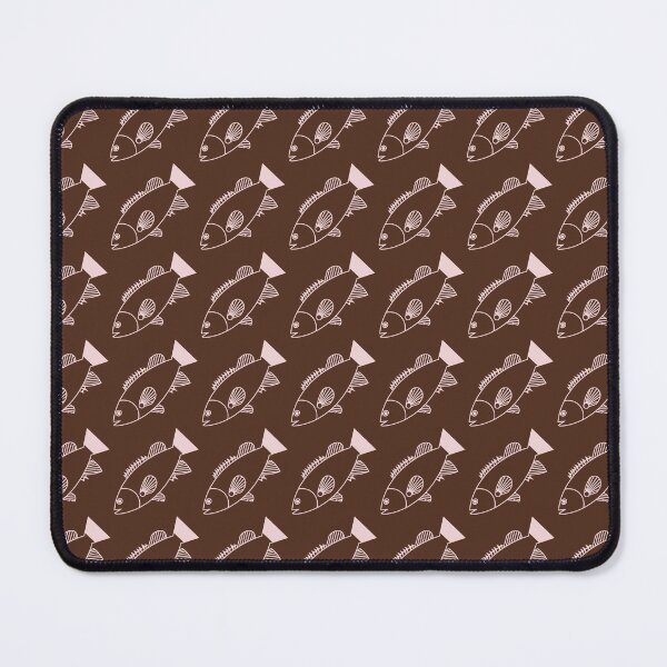 Item preview, Pretty Bass Groper Fish in Pale Pink on Chocolate Brown designed and sold by fruttidimare.
