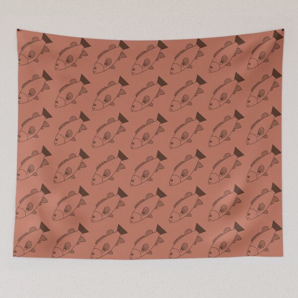 Item preview, Pretty Bass Groper Fish in Chocolate Brown on Orange Clay designed and sold by fruttidimare.