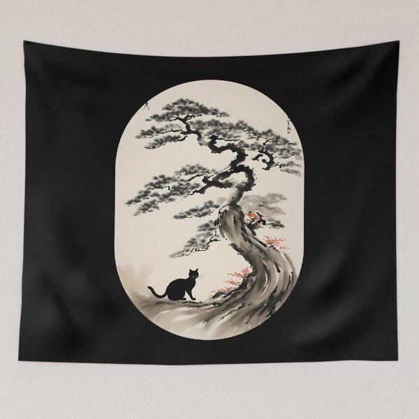 Item preview, Cat bonsai - Minimalist Bonsai Kitty Design - Simple Round Corner Rectangle Frame designed and sold by Mechanical-Artt.