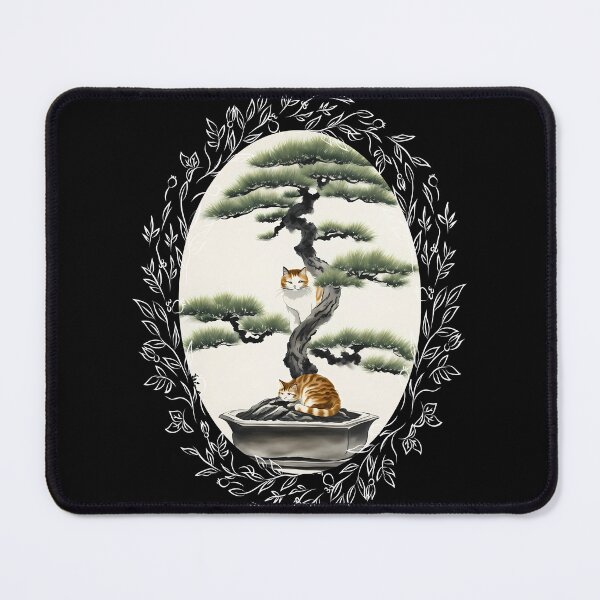 Item preview, Cat bonsai - Peaceful Bonsai Cat in Japanese Style - Vintage Frames Floral Ornate Portrait Oval White designed and sold by Mechanical-Artt.