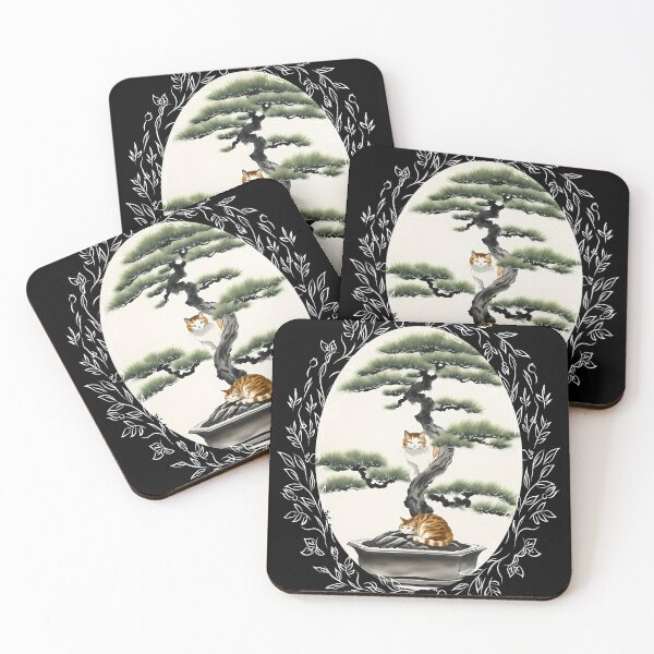 Item preview, Cat bonsai - Peaceful Bonsai Cat in Japanese Style - Vintage Frames Floral Ornate Portrait Oval White designed and sold by Mechanical-Artt.