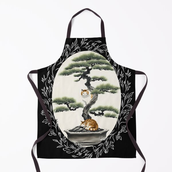 Item preview, Cat bonsai - Peaceful Bonsai Cat in Japanese Style - Vintage Frames Floral Ornate Portrait Oval White designed and sold by Mechanical-Artt.
