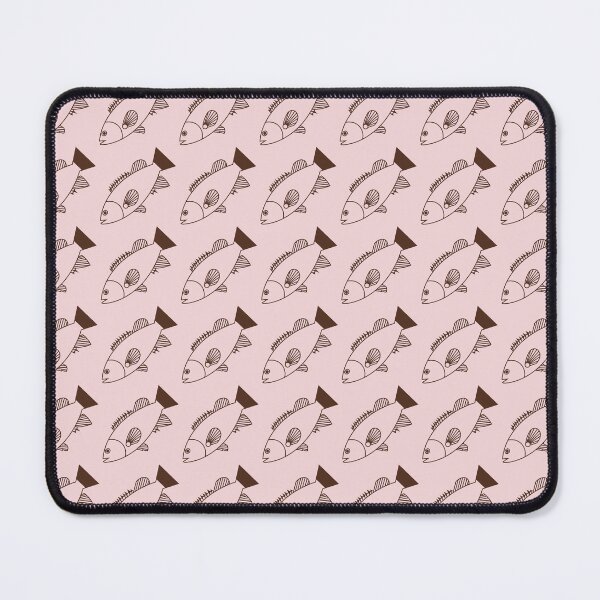 Item preview, Pretty Bass Groper Fish in Chocolate Brown on Pale Pink designed and sold by fruttidimare.