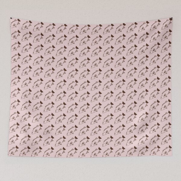Item preview, Pretty Bass Groper Fish in Chocolate Brown on Pale Pink designed and sold by fruttidimare.