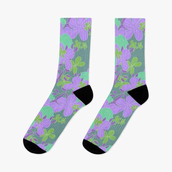 Item preview, Blue and Purple Floral Pattern on Pastel Green designed and sold by Artistestella.