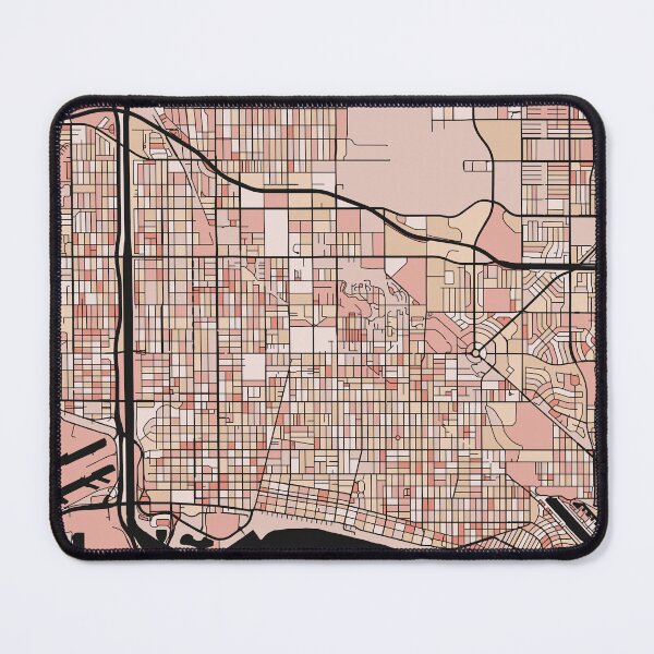 Item preview, Long Beach Map Pattern in Soft Pink Pastels designed and sold by PatternMaps.