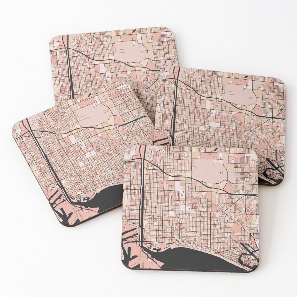 Item preview, Long Beach Map Pattern in Soft Pink Pastels designed and sold by PatternMaps.