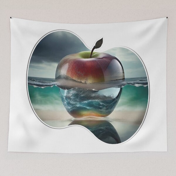 Item preview, lovely double exposure image by blending together a stormy sea and a glass apple. designed and sold by Natcharee.