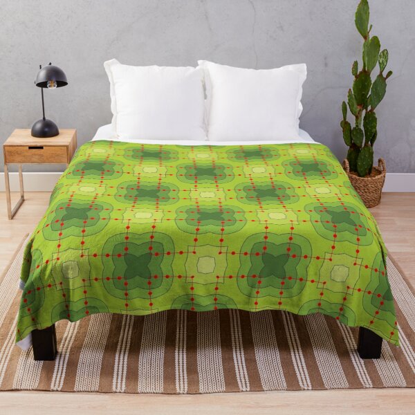 Item preview, squares of red knots on green designed and sold by ritusdesigns.