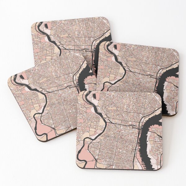 Item preview, Philadelphia Map Pattern in Soft Pink Pastels designed and sold by PatternMaps.