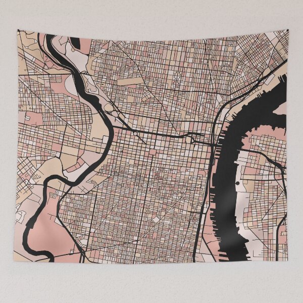 Item preview, Philadelphia Map Pattern in Soft Pink Pastels designed and sold by PatternMaps.