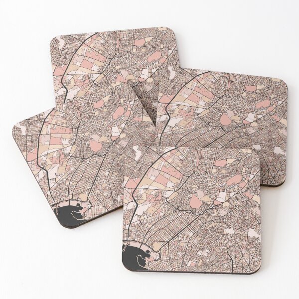 Item preview, Athens Map Pattern in Soft Pink Pastels designed and sold by PatternMaps.