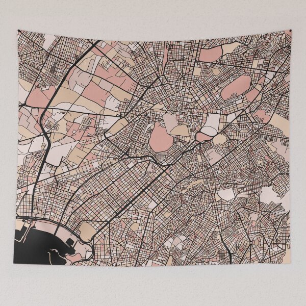 Item preview, Athens Map Pattern in Soft Pink Pastels designed and sold by PatternMaps.