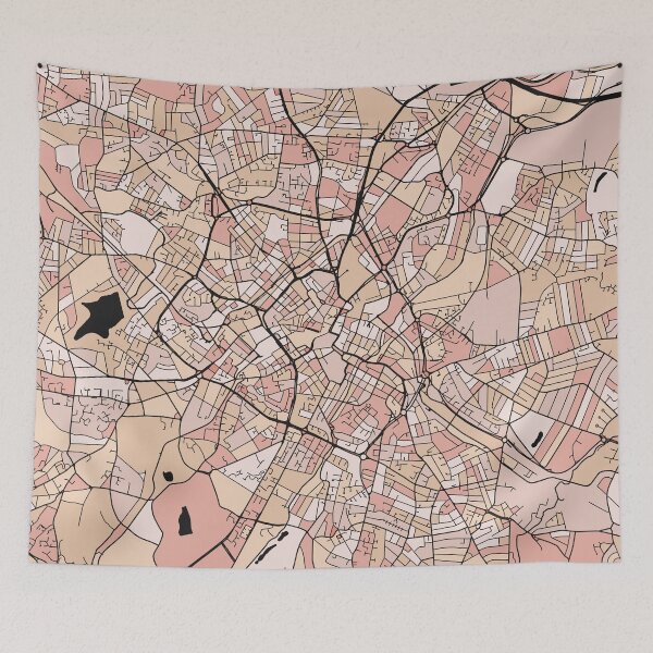 Item preview, Birmingham Map Pattern in Soft Pink Pastels designed and sold by PatternMaps.