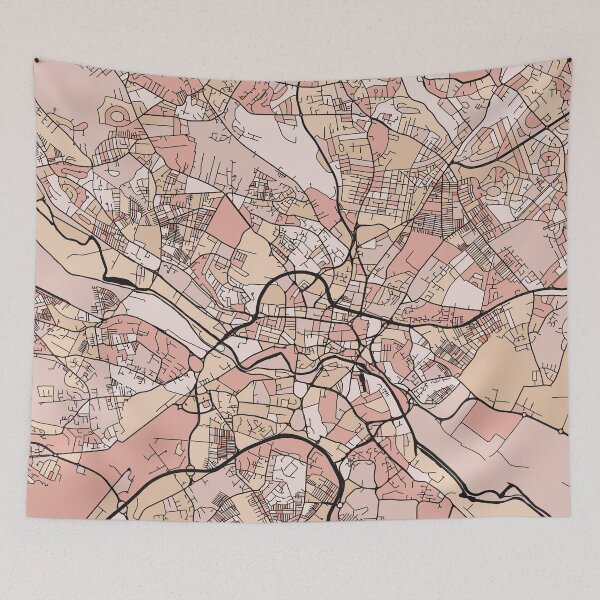Item preview, Leeds Map Pattern in Soft Pink Pastels designed and sold by PatternMaps.