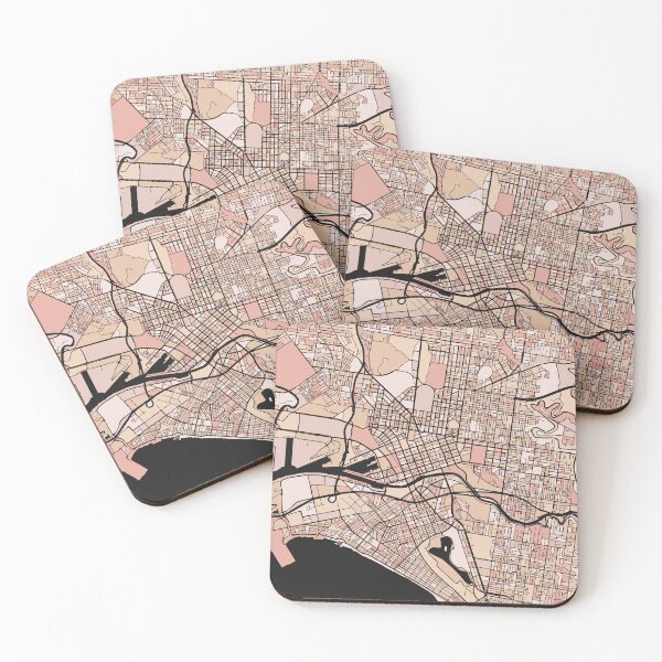 Item preview, Melbourne Map Pattern in Soft Pink Pastels designed and sold by PatternMaps.